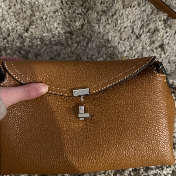 Toteme T Lock Clutch in Textured Brown Leather - Picture 4 of 9